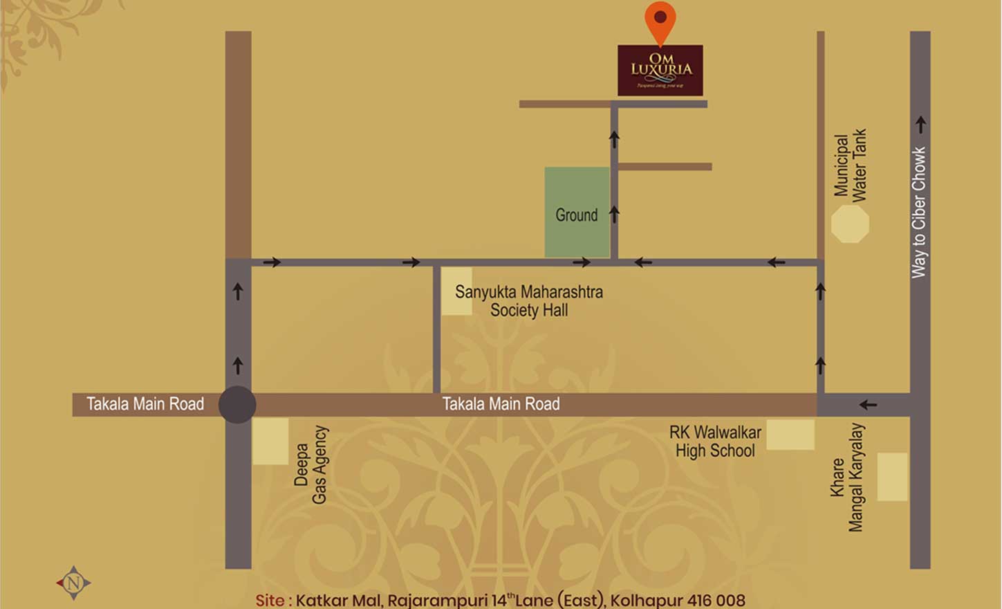 Om Luxuria 4 BHK Spacious Flats, Katkar Mal Site Map